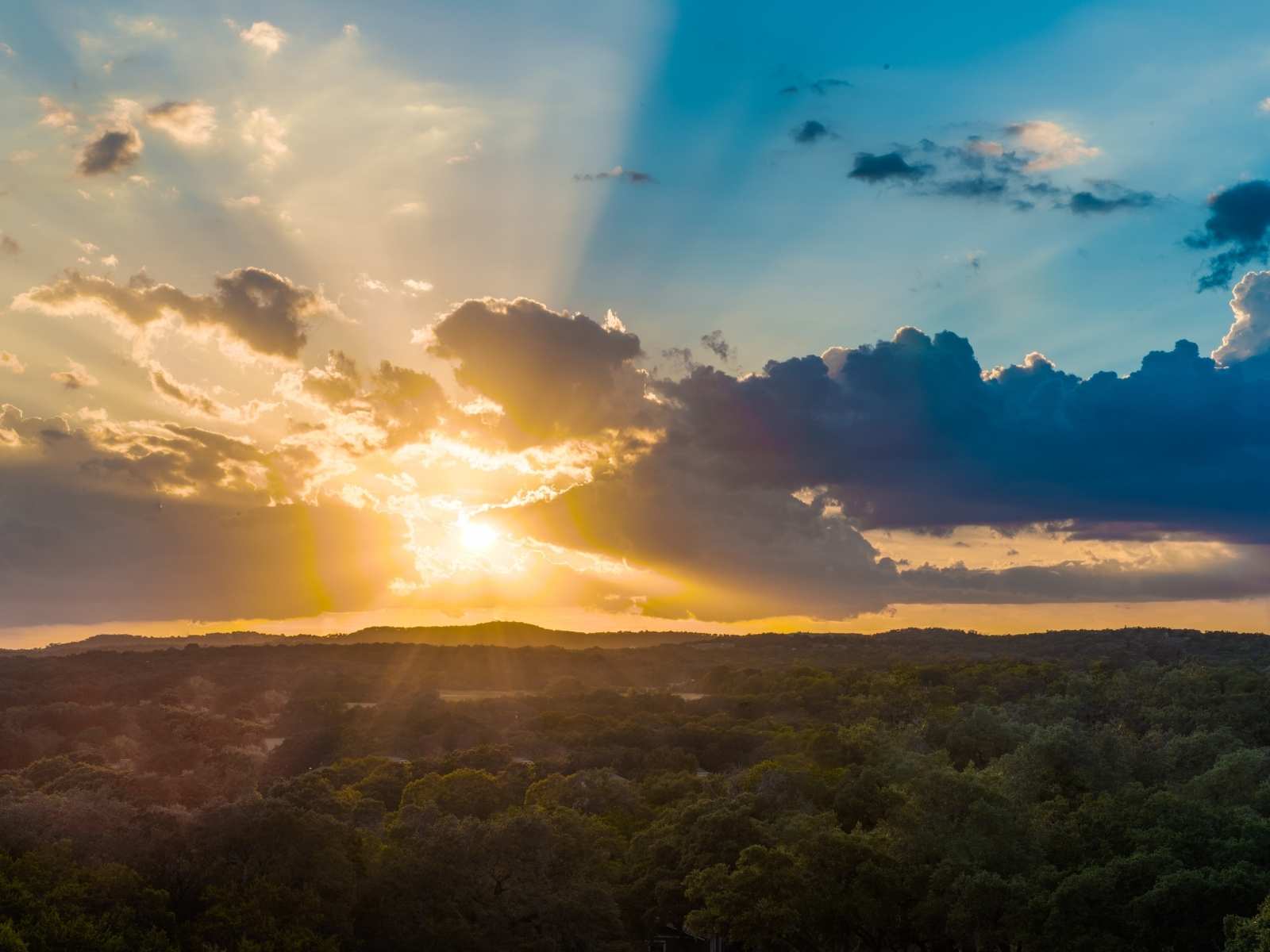 sunsetting over the Texas countryside