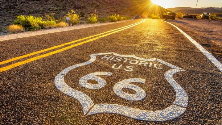 road with the route 66 icon on it