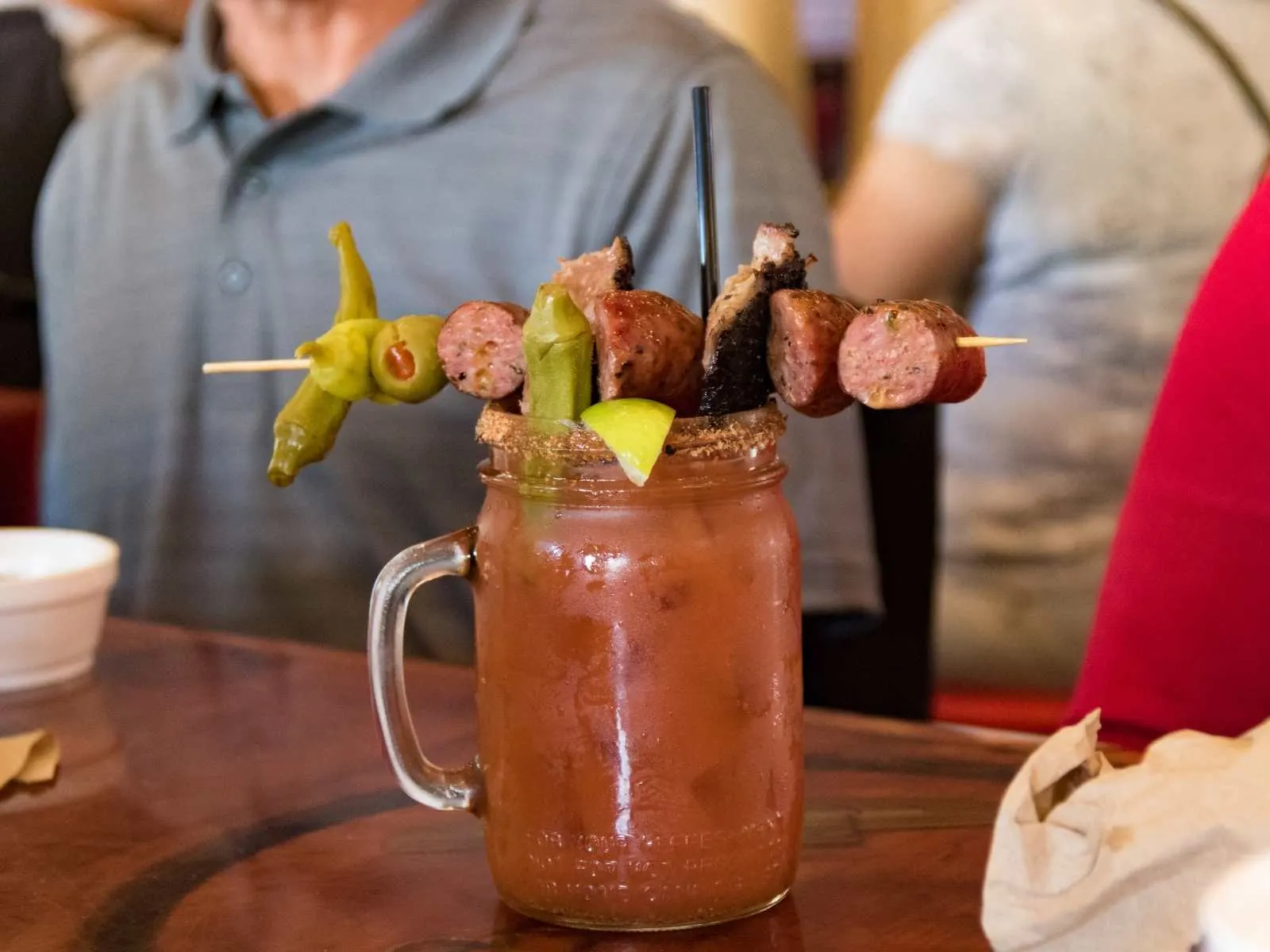 bloody mary with meat on top