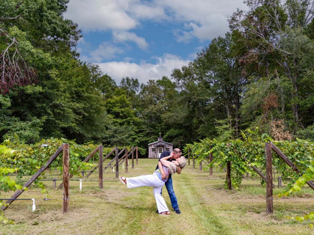Marty and Michelle in the vineyard at Walkers Mill