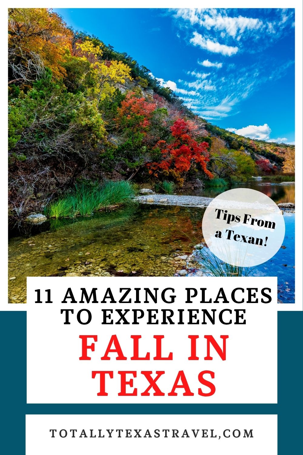 Places to experience fall in Texas Pin image