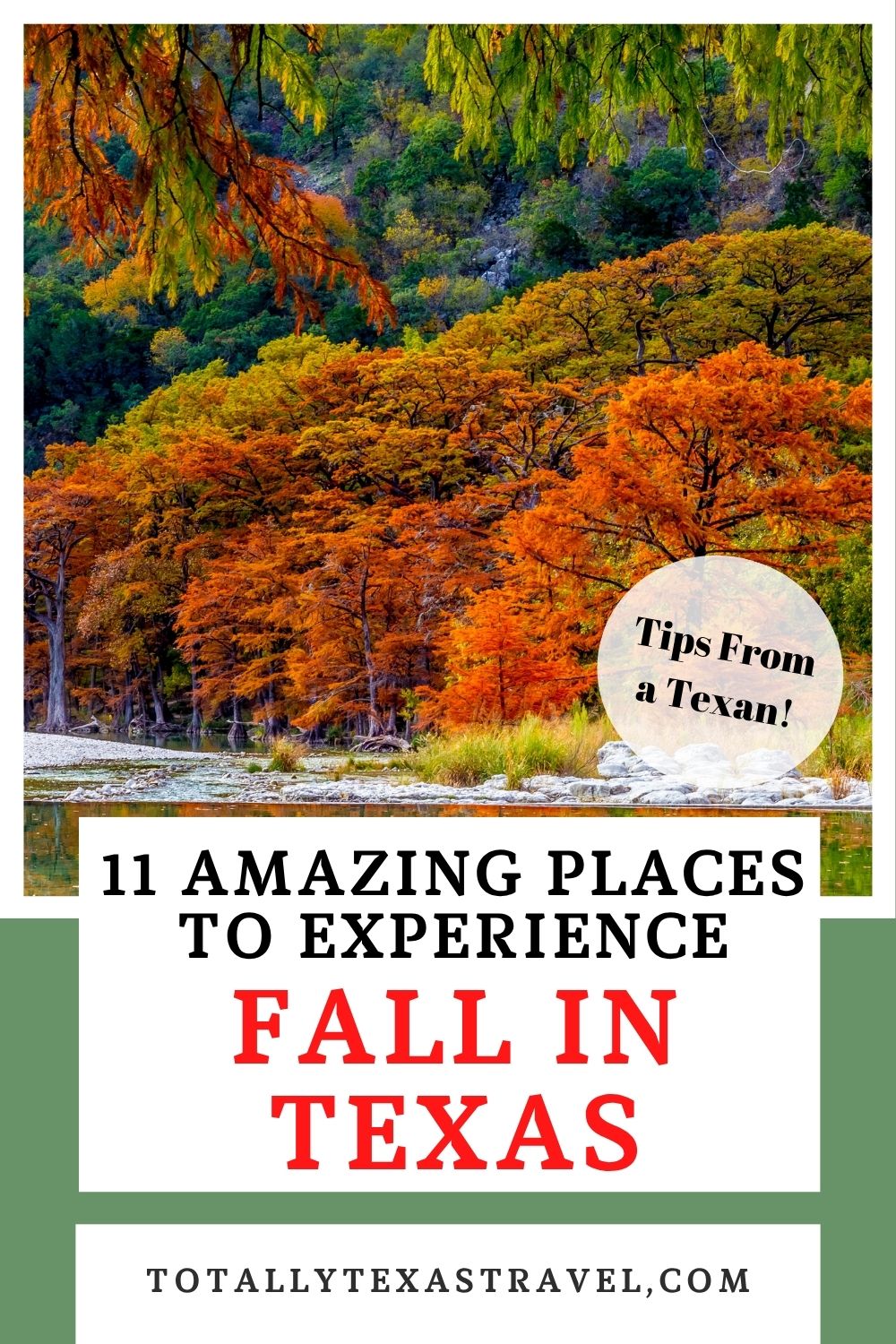 Places to experience fall in Texas Pin image